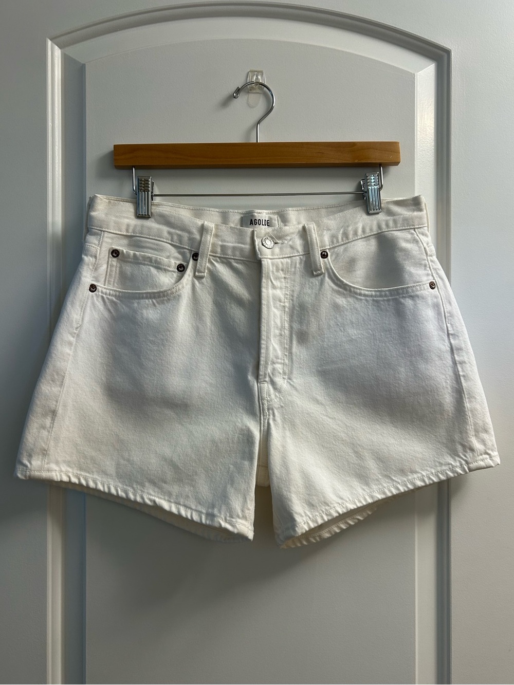 Agolde White High-Rise Jean Shorts